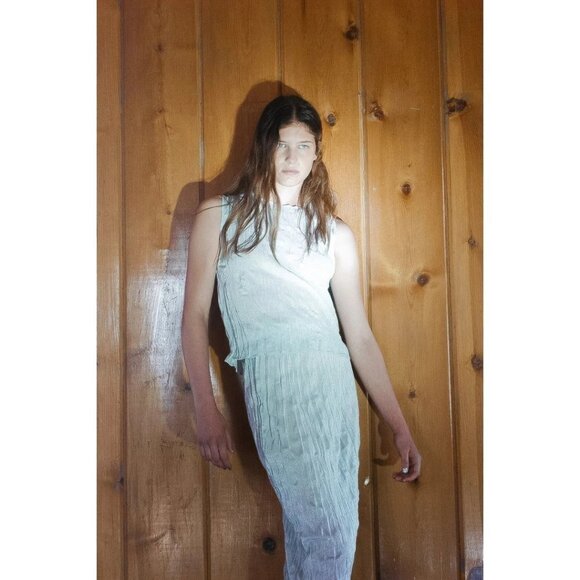 NWT Zara metallic fibre silver wrinkle effect crinkle high waist midi skirt, S - Picture 6 of 15